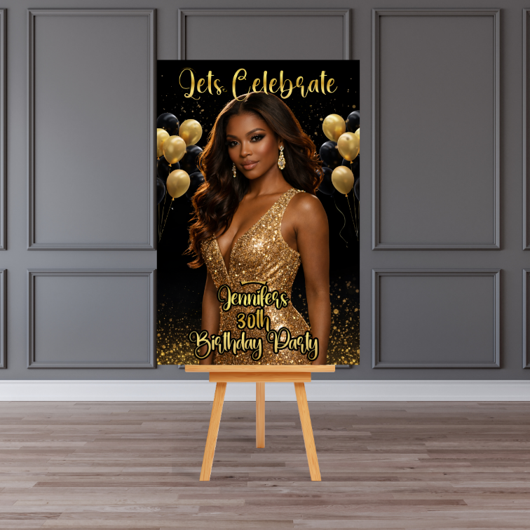 black gold effect effect Personalised Welcome Board Sign